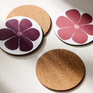 Flowers Laminated Cork Coasters